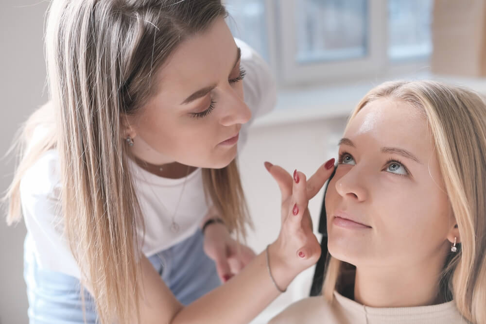 Applying makeup