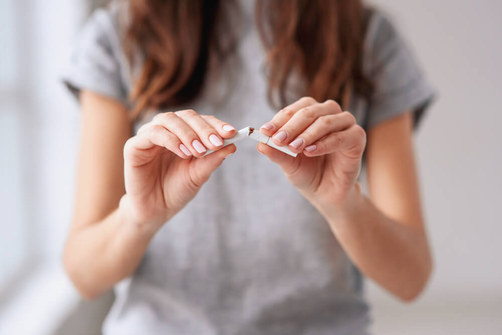 Woman quitting smoking