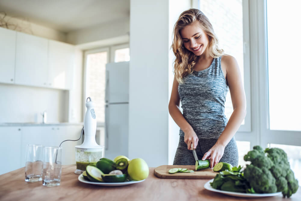 Woman eating healthy food