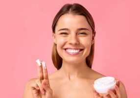 woman skincare products