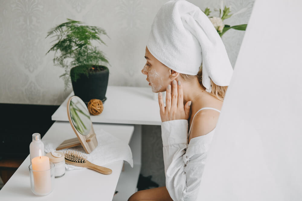 woman applying product