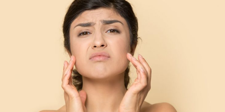 woman stressed skin